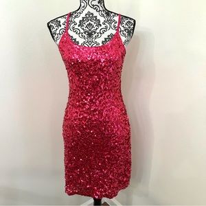No Brand Women Pink Sequinned Thin Strap Dress size M